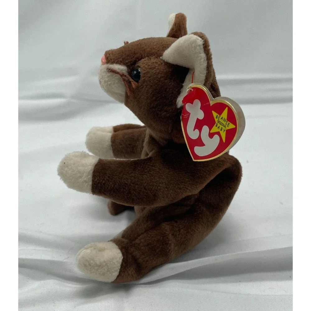 Ty Beanie Babies 1997 Pounce Brown‎ Cat Bean Bag. Stuffed Animal